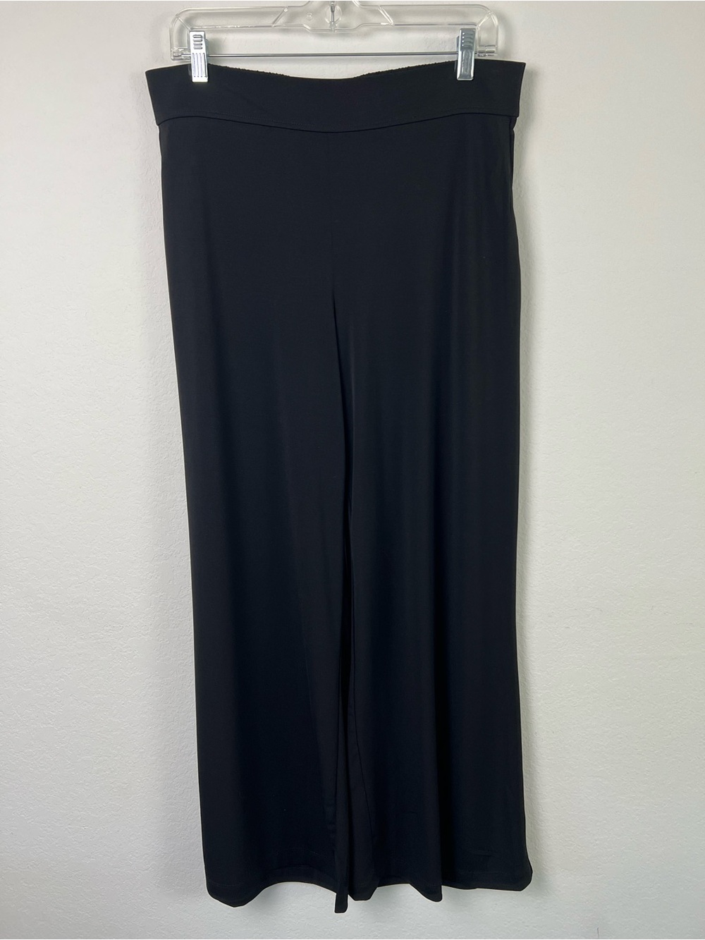 Three Dots Black Elastic Waist Wide Leg High Rise Office Party Vacation Pant